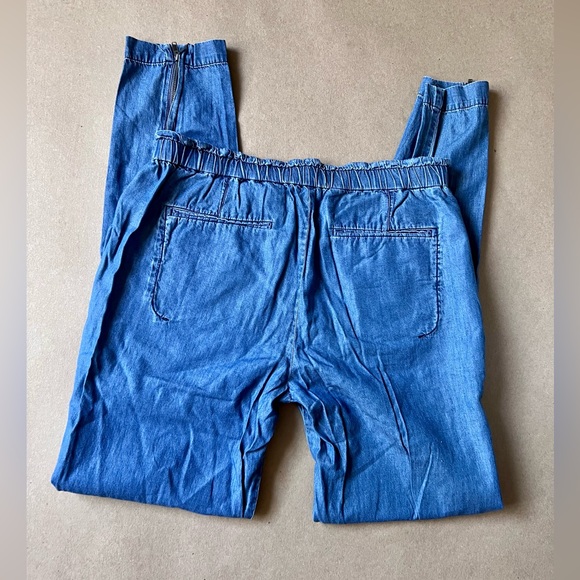 Theory Paperbag Waist Pull On Chambray Blue Tencel Jogger Pants - Picture 3 of 5